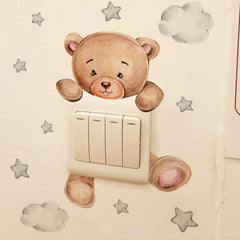 Cartoon Bear Star Switch Sticker Room Decoration Self-adhesive Wall Decals