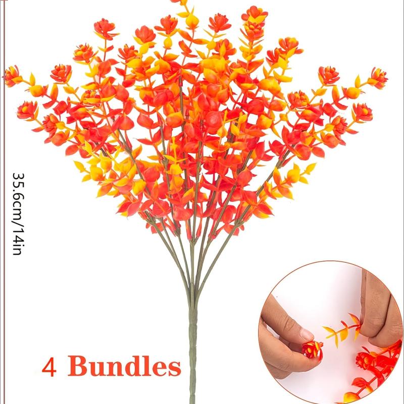 4pcs UV Resistant Artificial Autumn Flowers for Home Decor Golden