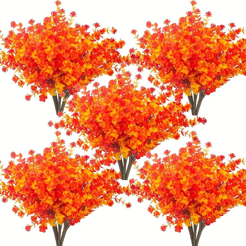 4pcs UV Resistant Artificial Autumn Flowers for Home Decor Golden