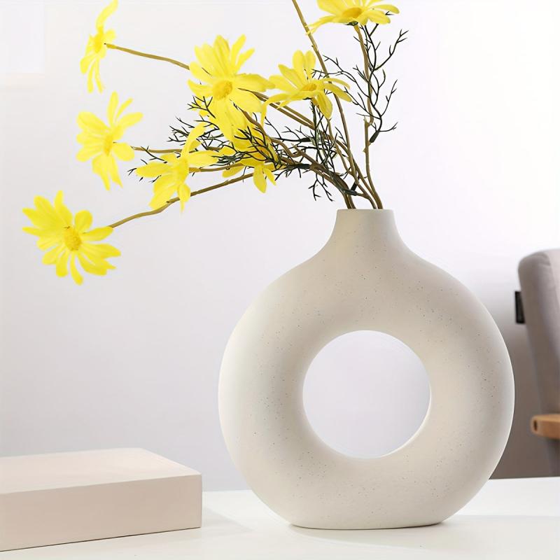 2pcs Resin O Vase for Flower and Home Decor