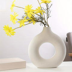 2pcs Resin O Vase for Flower and Home Decor