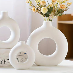 2pcs Resin O Vase for Flower and Home Decor