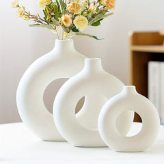 2pcs Resin O Vase for Flower and Home Decor