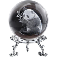 60mm Crystal Panda Ball with Stand - Engraved Collectible Figurine