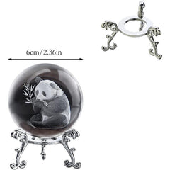 60mm Crystal Panda Ball with Stand - Engraved Collectible Figurine