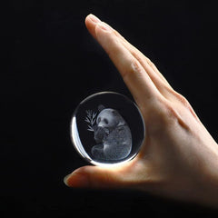 60mm Crystal Panda Ball with Stand - Engraved Collectible Figurine