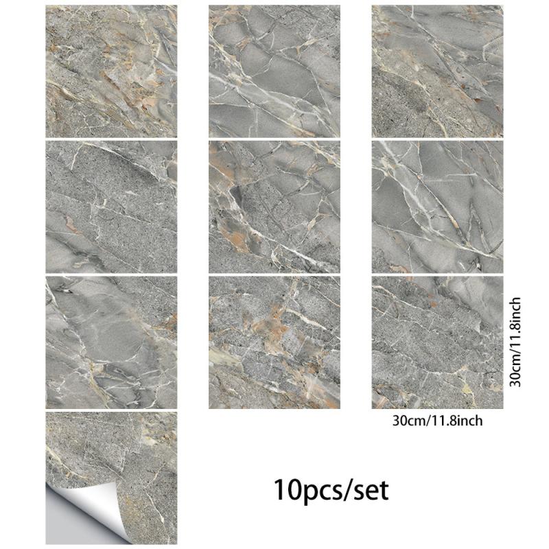 10pcs Waterproof Marble Tile Stickers for Wall Decor
