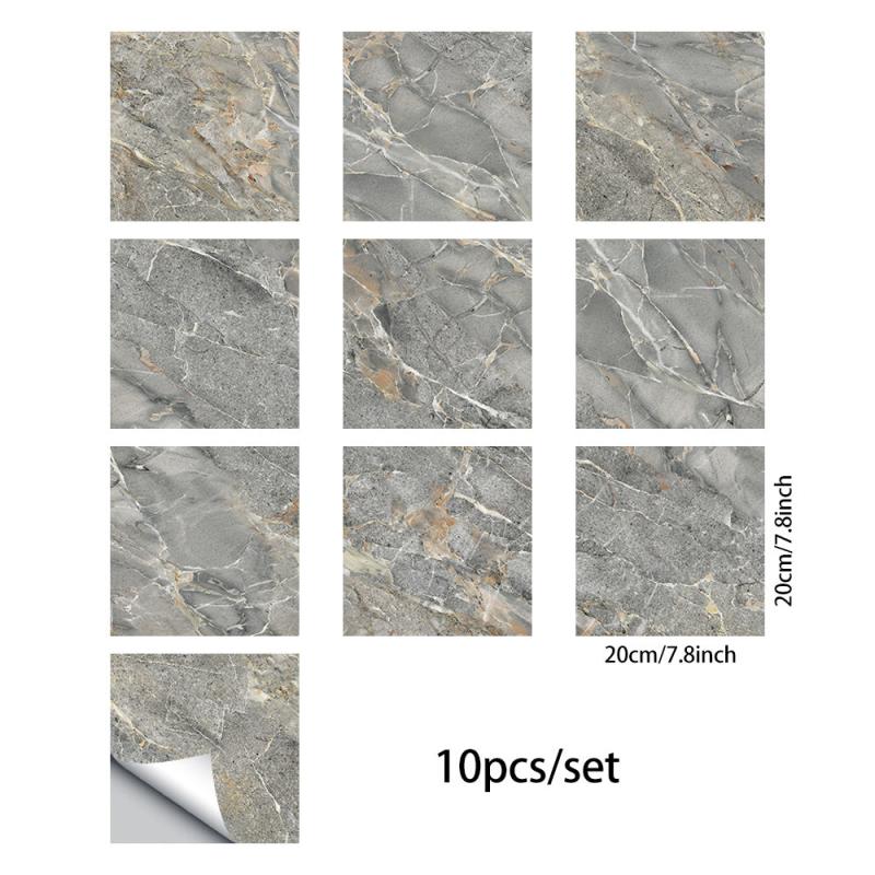 10pcs Waterproof Marble Tile Stickers for Wall Decor