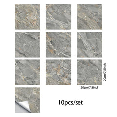 10pcs Waterproof Marble Tile Stickers for Wall Decor