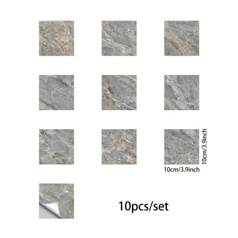 10pcs Waterproof Marble Tile Stickers for Wall Decor