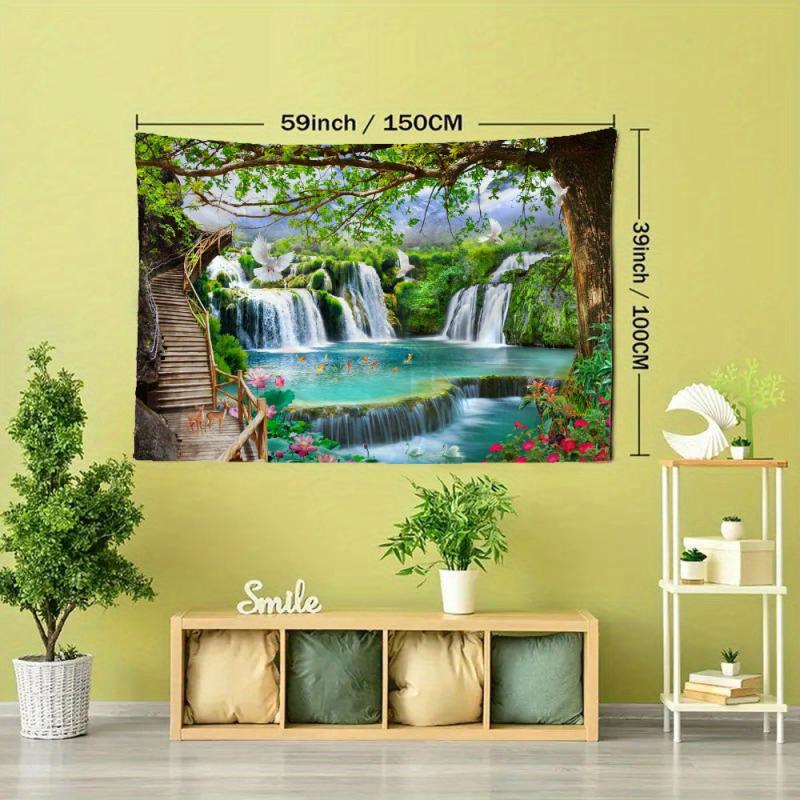 Forest Waterfall Scenery Tapestry Wall Hanging for Home Decor