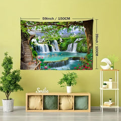 Forest Waterfall Scenery Tapestry Wall Hanging for Home Decor