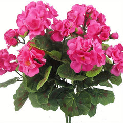 2Pcs 14'' Large Artificial Geranium Faux Plastic Purple Flowers