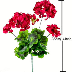 2Pcs 14'' Large Artificial Geranium Faux Plastic Purple Flowers