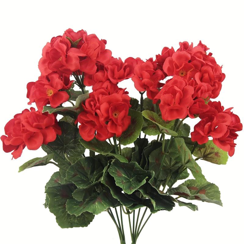 2Pcs 14'' Large Artificial Geranium Faux Plastic Purple Flowers