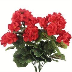 2Pcs 14'' Large Artificial Geranium Faux Plastic Purple Flowers