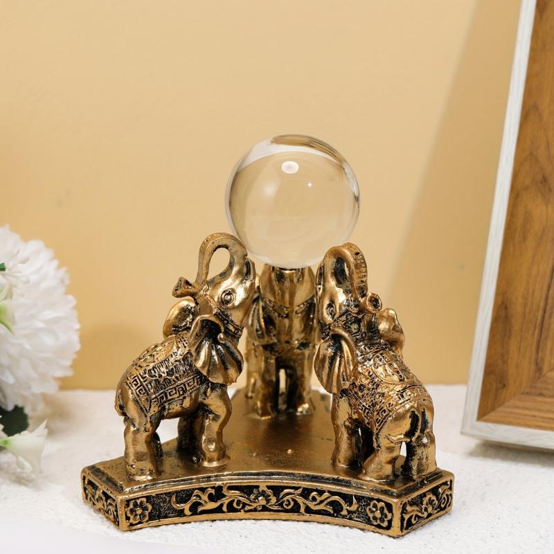 Three Elephant Top Ball Resin Handicraft Decoration Home Room Decor