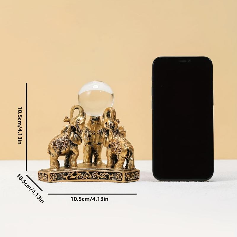 Three Elephant Top Ball Resin Handicraft Decoration Home Room Decor