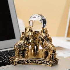 Three Elephant Top Ball Resin Handicraft Decoration Home Room Decor