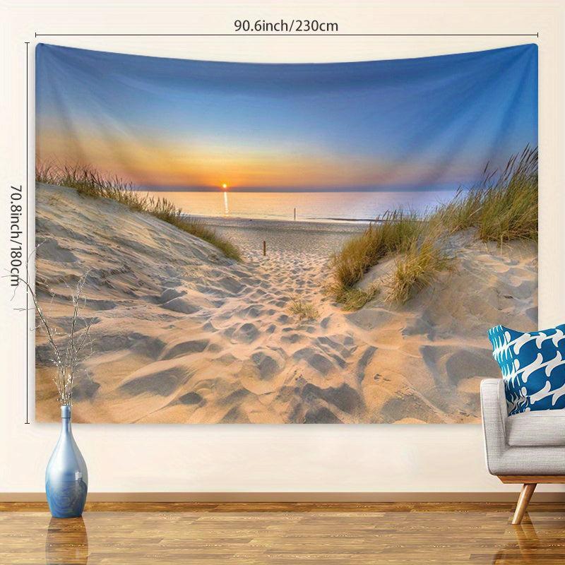 Beach Sunset Tapestry Seaside Coconut Tree Landscape Wall Hanging