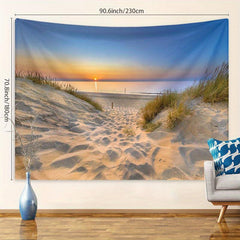 Beach Sunset Tapestry Seaside Coconut Tree Landscape Wall Hanging
