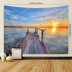 Beach Sunset Tapestry Seaside Coconut Tree Landscape Wall Hanging