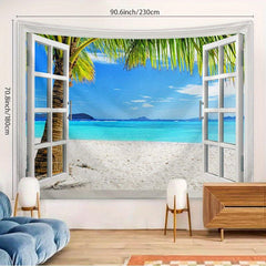 Beach Sunset Tapestry Seaside Coconut Tree Landscape Wall Hanging