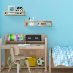2pc Wall Floating Bookshelf Set Wooden Wall Shelf Bathroom Storage Rack