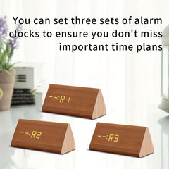 Smart LED Wooden Alarm Clock with Voice Control Square Design