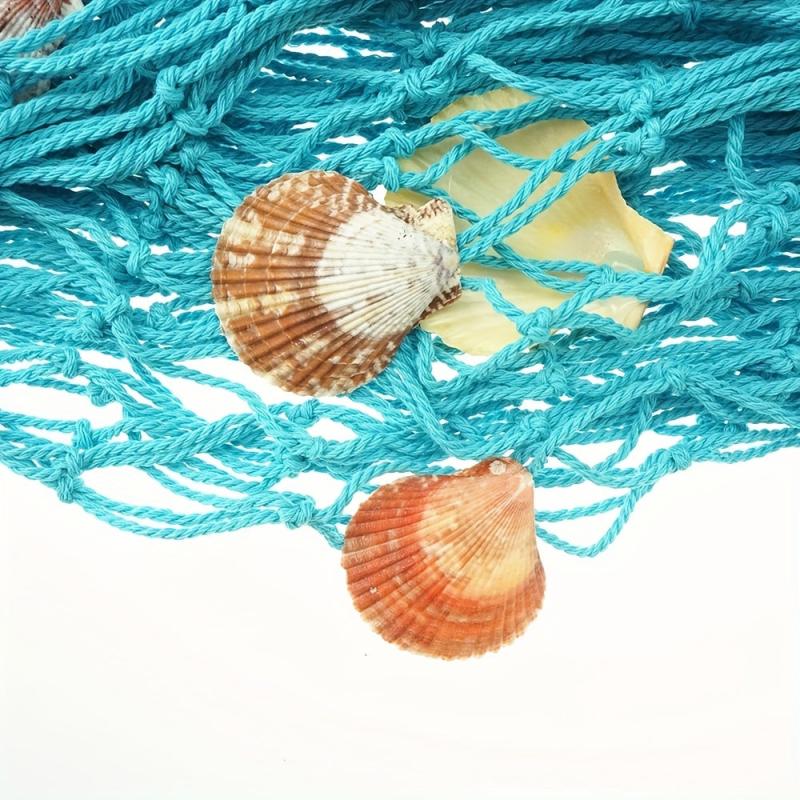 Nautical Fishing Net Wall Decor with Seashells - Home Office Party Decor