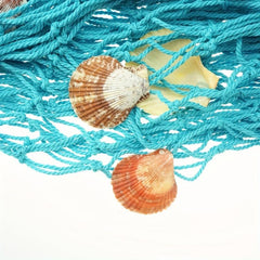 Nautical Fishing Net Wall Decor with Seashells - Home Office Party Decor