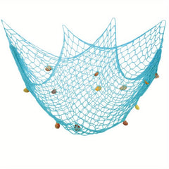 Nautical Fishing Net Wall Decor with Seashells - Home Office Party Decor