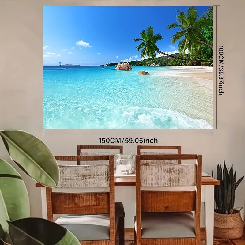 Seaside Landscape Tapestry Beach Palm Tree Wall Hanging