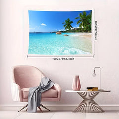 Seaside Landscape Tapestry Beach Palm Tree Wall Hanging