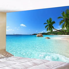 Seaside Landscape Tapestry Beach Palm Tree Wall Hanging