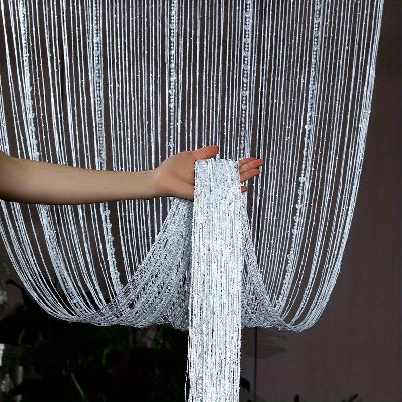 Wedding Bead Curtain Silver Wire Love Tassel Door Decoration