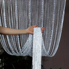 Wedding Bead Curtain Silver Wire Love Tassel Door Decoration