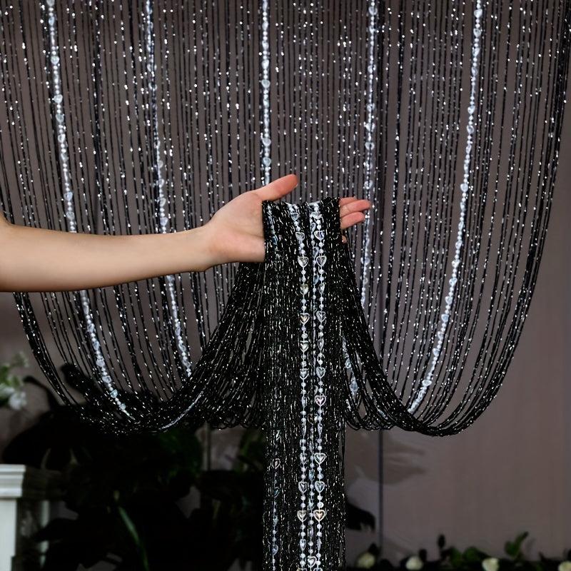 Wedding Bead Curtain Silver Wire Love Tassel Door Decoration