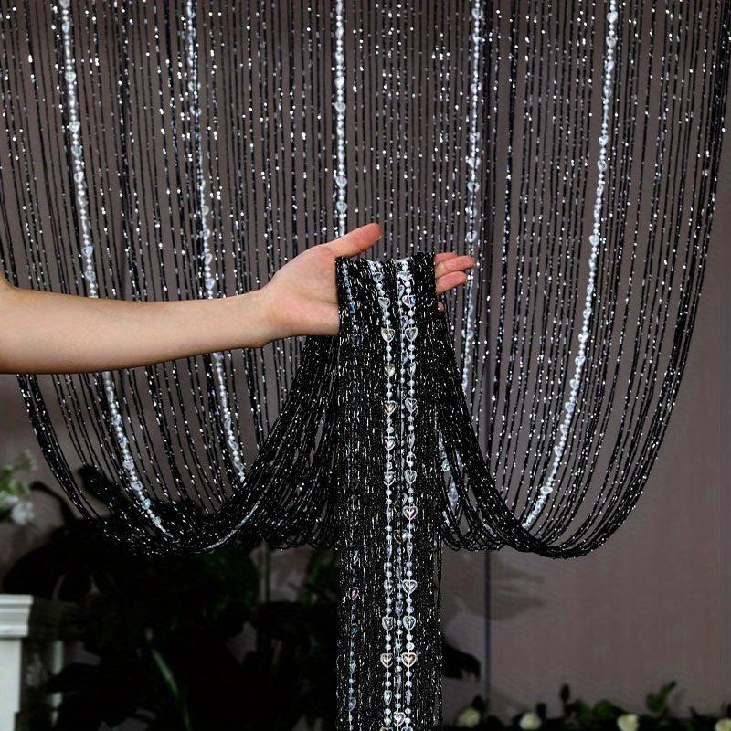 Wedding Bead Curtain Silver Wire Love Tassel Door Decoration