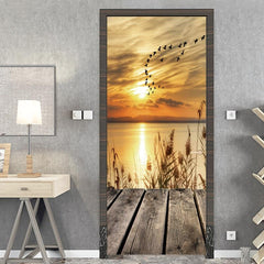 Waterproof 3D Vision Door Sticker Self Adhesive Full Door Wrap Mural