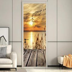 Waterproof 3D Vision Door Sticker Self Adhesive Full Door Wrap Mural