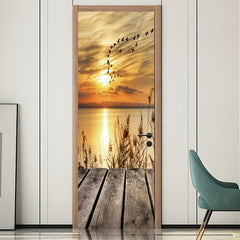 Waterproof 3D Vision Door Sticker Self Adhesive Full Door Wrap Mural