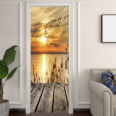 Waterproof 3D Vision Door Sticker Self Adhesive Full Door Wrap Mural