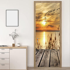 Waterproof 3D Vision Door Sticker Self Adhesive Full Door Wrap Mural