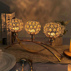 3-Arm Crystal Candle Holders Tealight Candelabra Votive Candle Holder