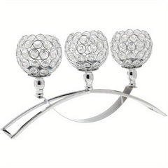 3-Arm Crystal Candle Holders Tealight Candelabra Votive Candle Holder