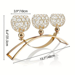 3-Arm Crystal Candle Holders Tealight Candelabra Votive Candle Holder