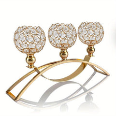 3-Arm Crystal Candle Holders Tealight Candelabra Votive Candle Holder