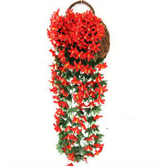 Artificial Lily Flower Wall Decor Fake Flowers Rattan Flower Bar Hanging Orchid