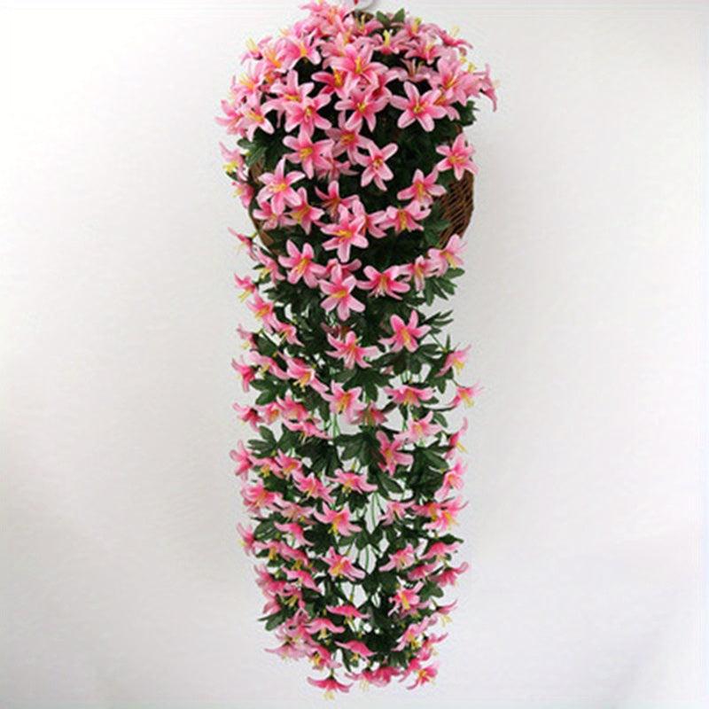 Artificial Lily Flower Wall Decor Fake Flowers Rattan Flower Bar Hanging Orchid